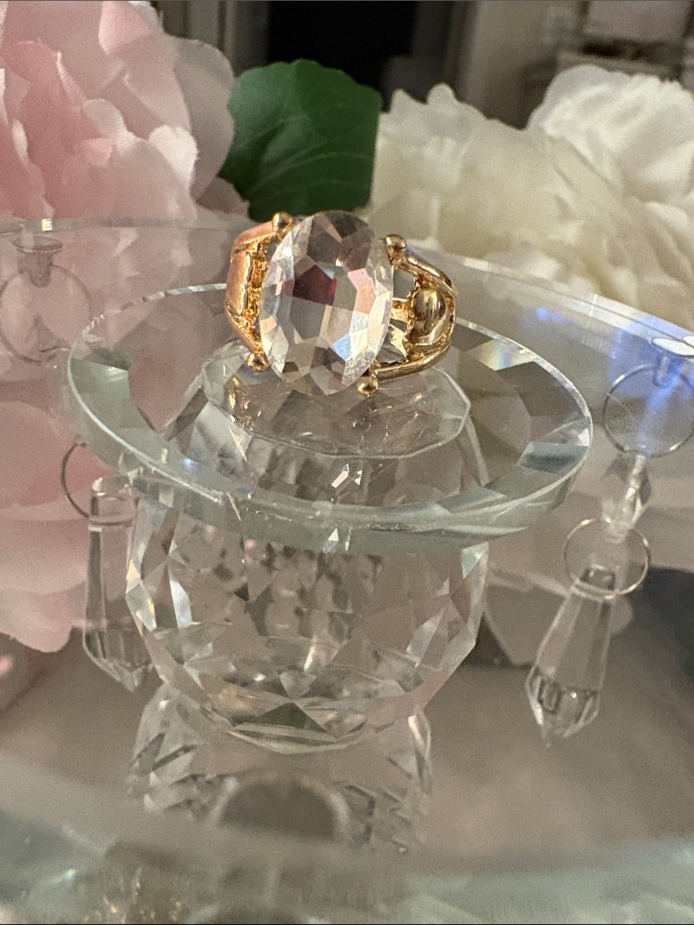 Large Oval Austrian Crystal ring.